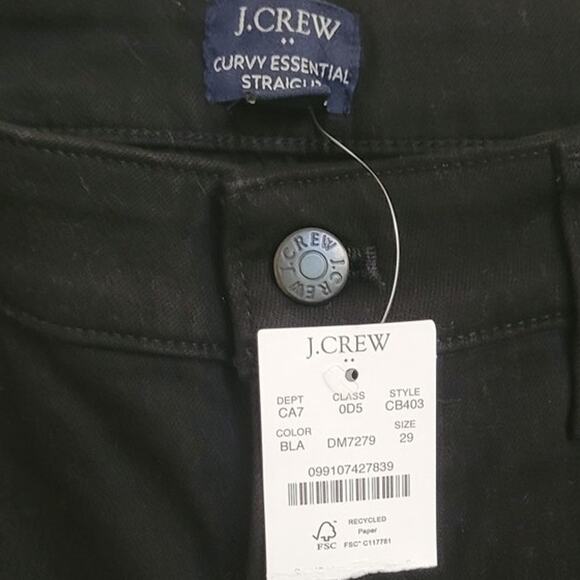 NWT J. Crew Curvy Essential Straight Black Jean In All-Day Stretch 29 - Picture 6 of 8